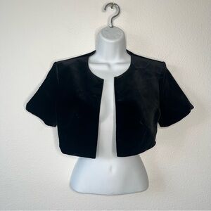 Vtg Laura Ashley Bolero Velvet Jacket Size 8 Cropped Black Short Sleeve Y2K Goth